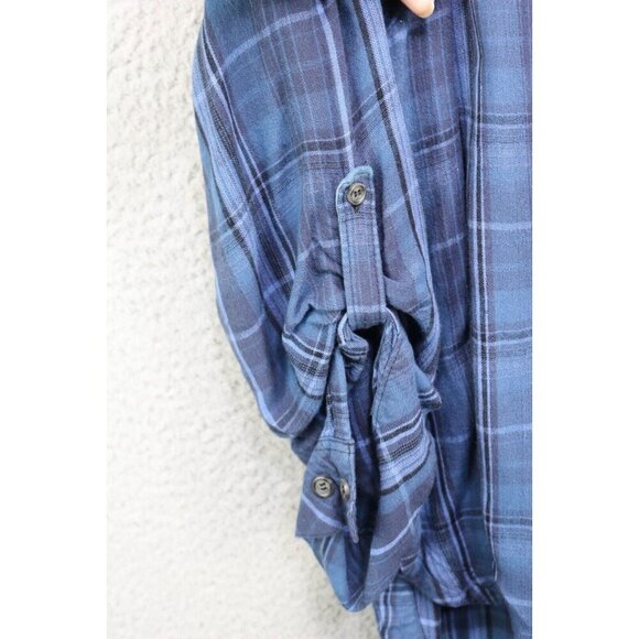 Lane Bryant Long Roll Tabbed Sleeve Button Up Plaid Top-Lace-Size 18/20 - Picture 10 of 13